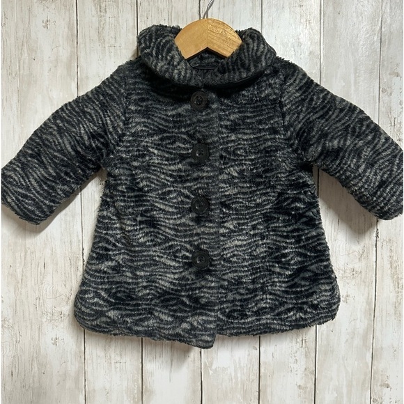 Calvin Klein Jeans Other - Calvin Klein Jeans Baby Girl Black&Grey Zebra Faux Winter Dress Coat Size 12m